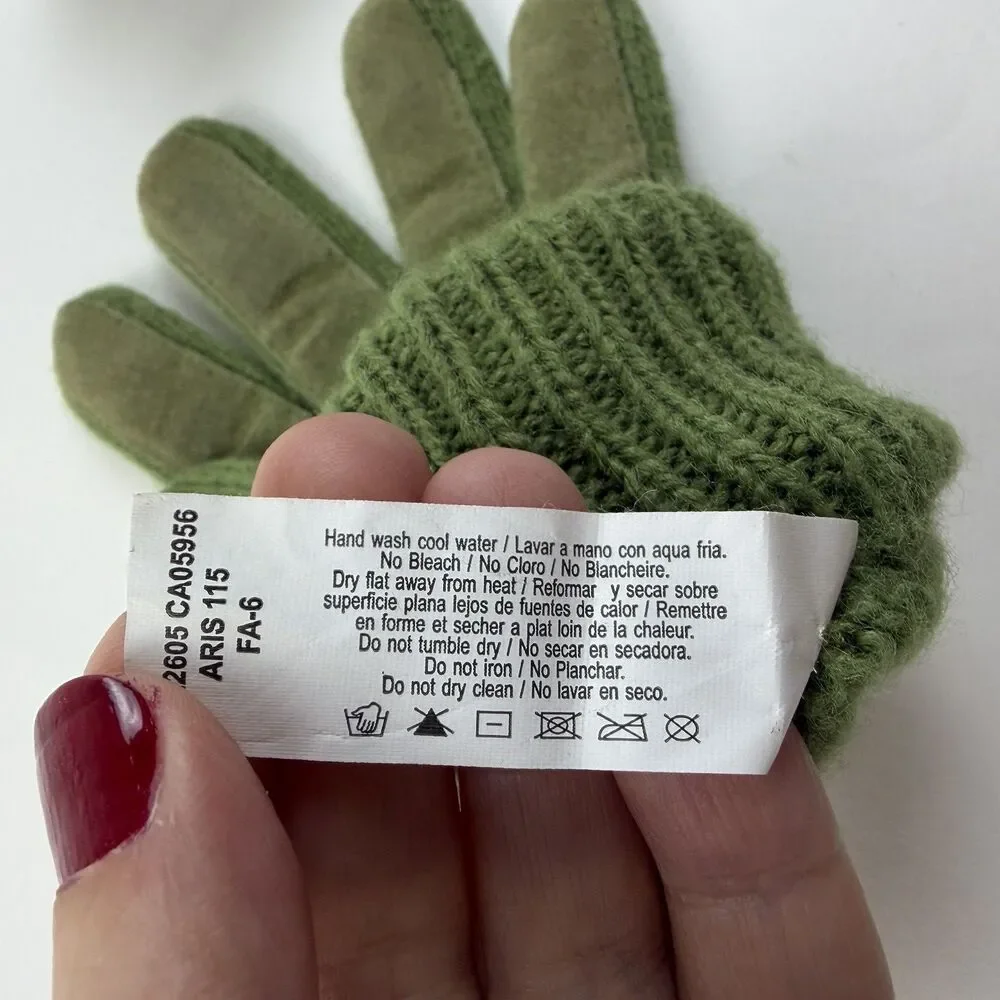 Aris Gloves Suede Acrylic Blend Cable Knit One Size Olive Green Outdoors Ski